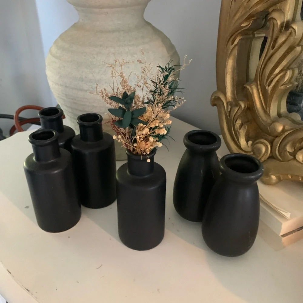 Set of 6‎ black mate ceramic vases home decor